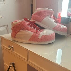 Cozy Pink and White Kids Slippers